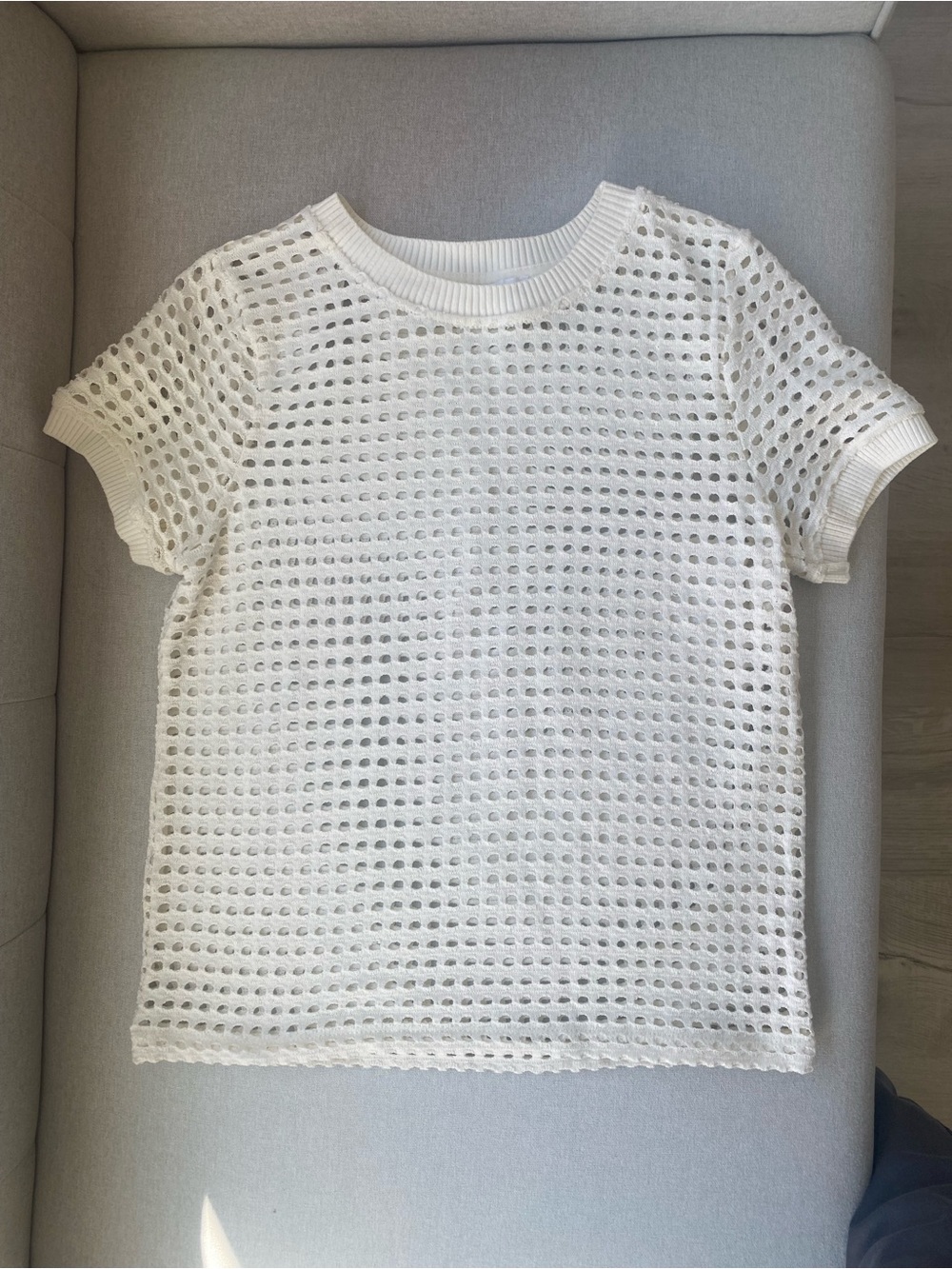 Mango Open-Knit Short Sleeve Top